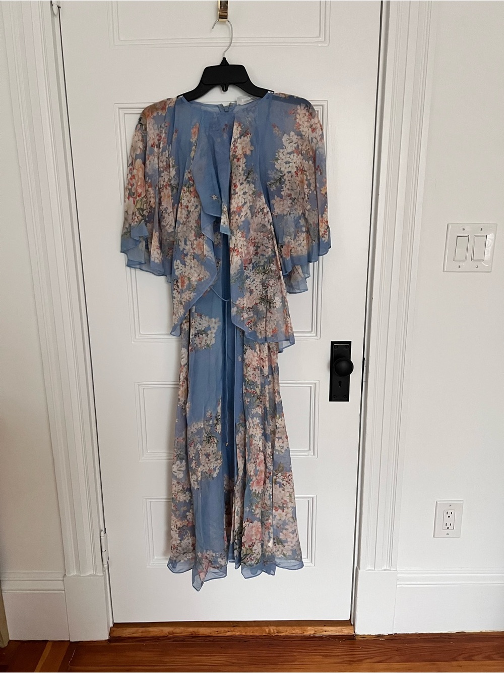 Zimmermann Teal Blue Botanical Floral Tiered Maxi Dress - Picture 1 of 8